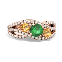 Emerald Three Stone Aurora 14K Rose Gold ring R3080