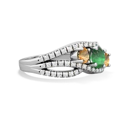 Emerald Three Stone Aurora 14K White Gold ring R3080