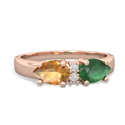 Emerald Pear Bowtie 14K Rose Gold ring R0865