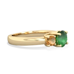 Emerald Three Stone Round Trellis 14K Yellow Gold ring R4018