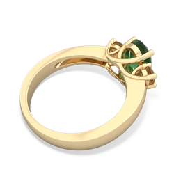 Emerald Three Stone Oval Trellis 14K Yellow Gold ring R4024