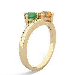 Emerald Channel Set Two Stone 14K Yellow Gold ring R5303