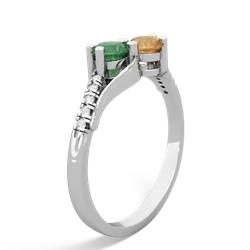 Emerald Infinity Pave Two Stone 14K White Gold ring R5285