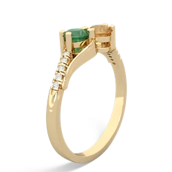 Emerald Infinity Pave Two Stone 14K Yellow Gold ring R5285