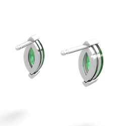 Emerald 8X4mm Marquise Stud 14K White Gold earrings E1701