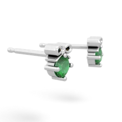 Emerald Diamond Bows 14K White Gold earrings E7002