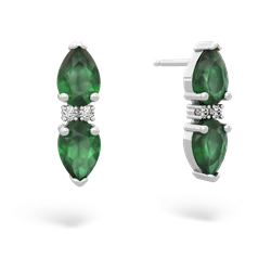 Emerald Bowtie Drop 14K White Gold earrings E0865