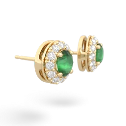 Emerald Diamond Halo 14K Yellow Gold earrings E5370