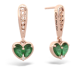 Emerald Filligree Heart 14K Rose Gold earrings E5070