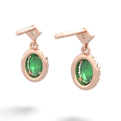 Emerald Antique-Style Halo 14K Rose Gold earrings E5720