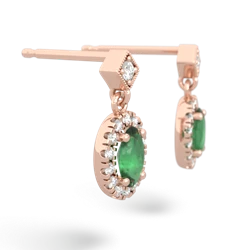 Emerald Antique-Style Halo 14K Rose Gold earrings E5720