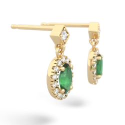 Emerald Antique-Style Halo 14K Yellow Gold earrings E5720