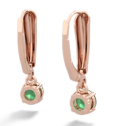 Emerald 5Mm Round Lever Back 14K Rose Gold earrings E2785