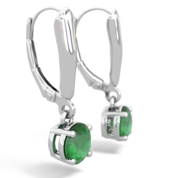 Emerald 6Mm  Round Lever Back 14K White Gold earrings E2786