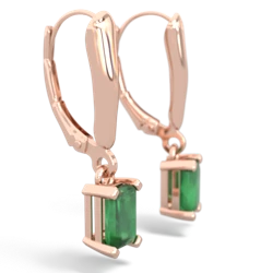 Emerald 6X4mm Emerald-Cut Lever Back 14K Rose Gold earrings E2855