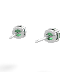 Emerald 5Mm Round Stud 14K White Gold earrings E1785