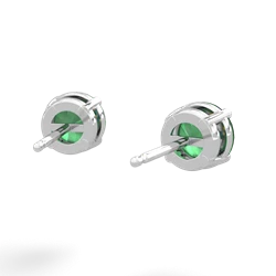 Emerald 6Mm Round Stud 14K White Gold earrings E1786