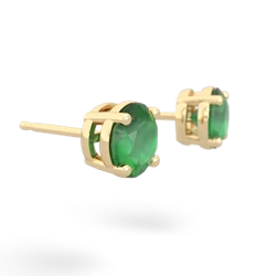 Emerald 6Mm Round Stud 14K Yellow Gold earrings E1786