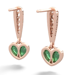 Emerald Filligree Heart 14K Rose Gold earrings E5070