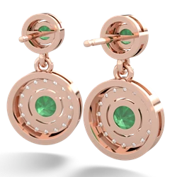 Emerald Halo Dangle 14K Rose Gold earrings E5319