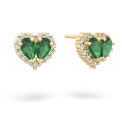 Emerald Halo 14K Yellow Gold earrings E7008