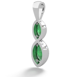 Emerald Antique-Style Halo 14K White Gold pendant P5700