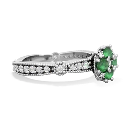 Emerald Sparkling Tiara Cluster 14K White Gold ring R26293RD