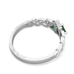 Emerald Heart To Heart Braid 14K White Gold ring R5870