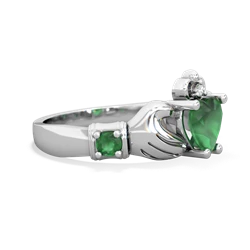 Lab Emerald Claddagh Keepsake 14K White Gold ring R5245