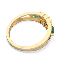 Emerald Hearts Intertwined 14K Yellow Gold ring R5880