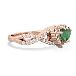 Emerald Diamond Twist 'One Heart' 14K Rose Gold ring R2640HRT