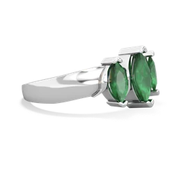 Lab Emerald Three Peeks 14K White Gold ring R2433