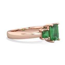 Lab Emerald Three Stone Emerald-Cut Trellis 14K Rose Gold ring R4021