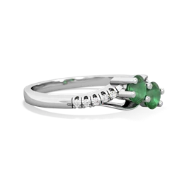 Emerald Infinity Pave Two Stone 14K White Gold ring R5285