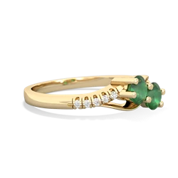 Emerald Infinity Pave Two Stone 14K Yellow Gold ring R5285