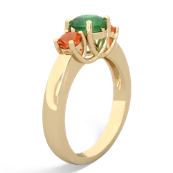 Emerald Three Stone Round Trellis 14K Yellow Gold ring R4018