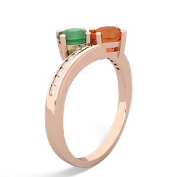 Emerald Channel Set Two Stone 14K Rose Gold ring R5303