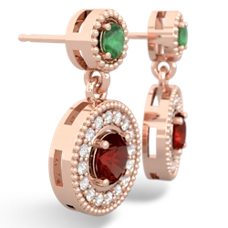 Emerald Halo Dangle 14K Rose Gold earrings E5319