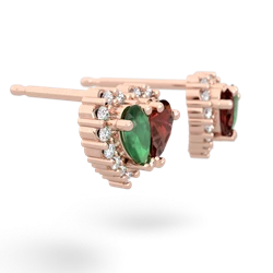 Emerald Halo 14K Rose Gold earrings E7008