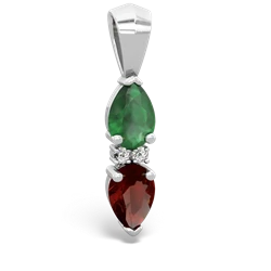 Emerald Bowtie Drop 14K White Gold pendant P0865