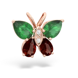 Emerald Butterfly 14K Rose Gold pendant P2215