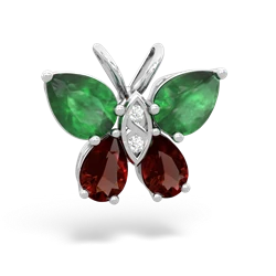 Emerald Butterfly 14K White Gold pendant P2215