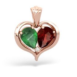 Emerald Two Become One 14K Rose Gold pendant P5330