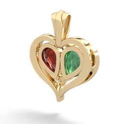 Emerald Two Become One 14K Yellow Gold pendant P5330