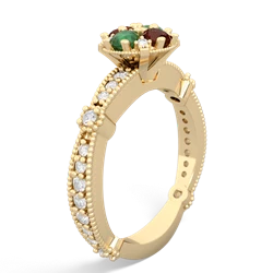 Emerald Sparkling Tiara Cluster 14K Yellow Gold ring R26293RD