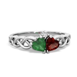 Emerald Heart To Heart Braid 14K White Gold ring R5870