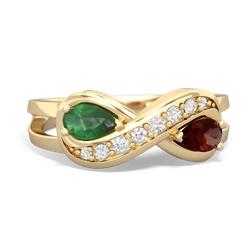 Emerald Diamond Infinity 14K Yellow Gold ring R5390