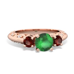 Emerald Art Deco Eternal Embrace Engagement 14K Rose Gold ring C2003