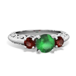 Emerald Art Deco Eternal Embrace Engagement 14K White Gold ring C2003