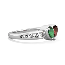 Emerald Filligree 'One Heart' 14K White Gold ring R5070